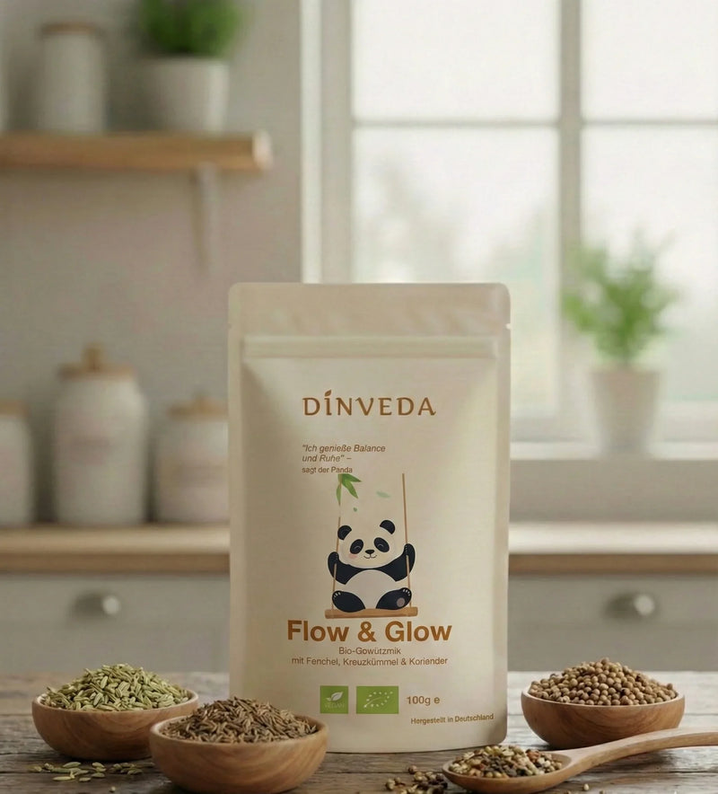 Flow & Glow Bio Gewürzmischung mit Fenchel, Kreuzkümmel, Koriander, Ceylon-Zimt, Ingwer und Bockshornklee, 100 g Dose