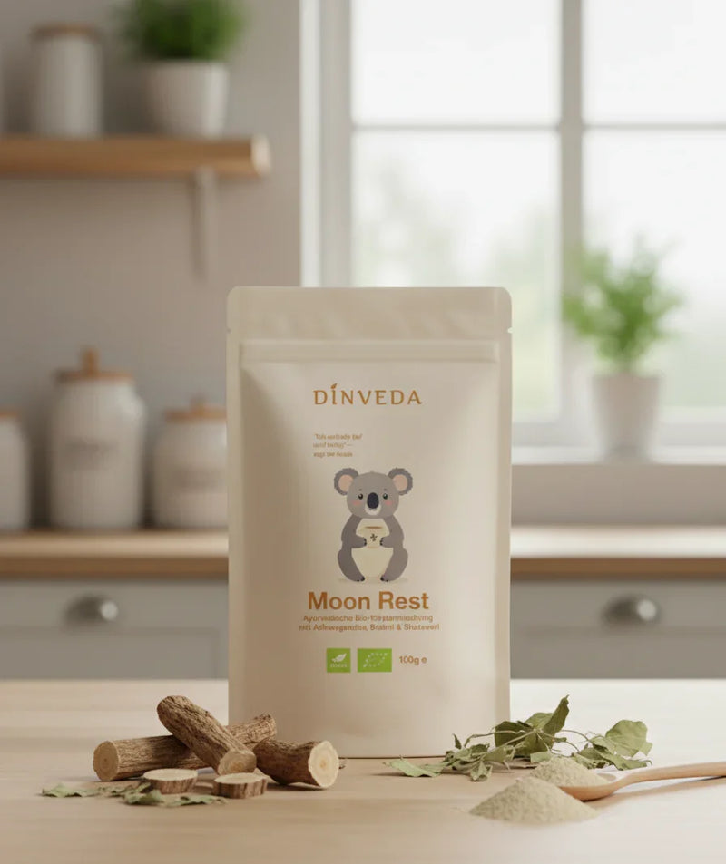 Moon Rest Bio Ayurveda Abendmischung mit Ashwagandha, Brahmi, Shatavari, Ceylon-Zimt, Kardamom und Rosenblüten